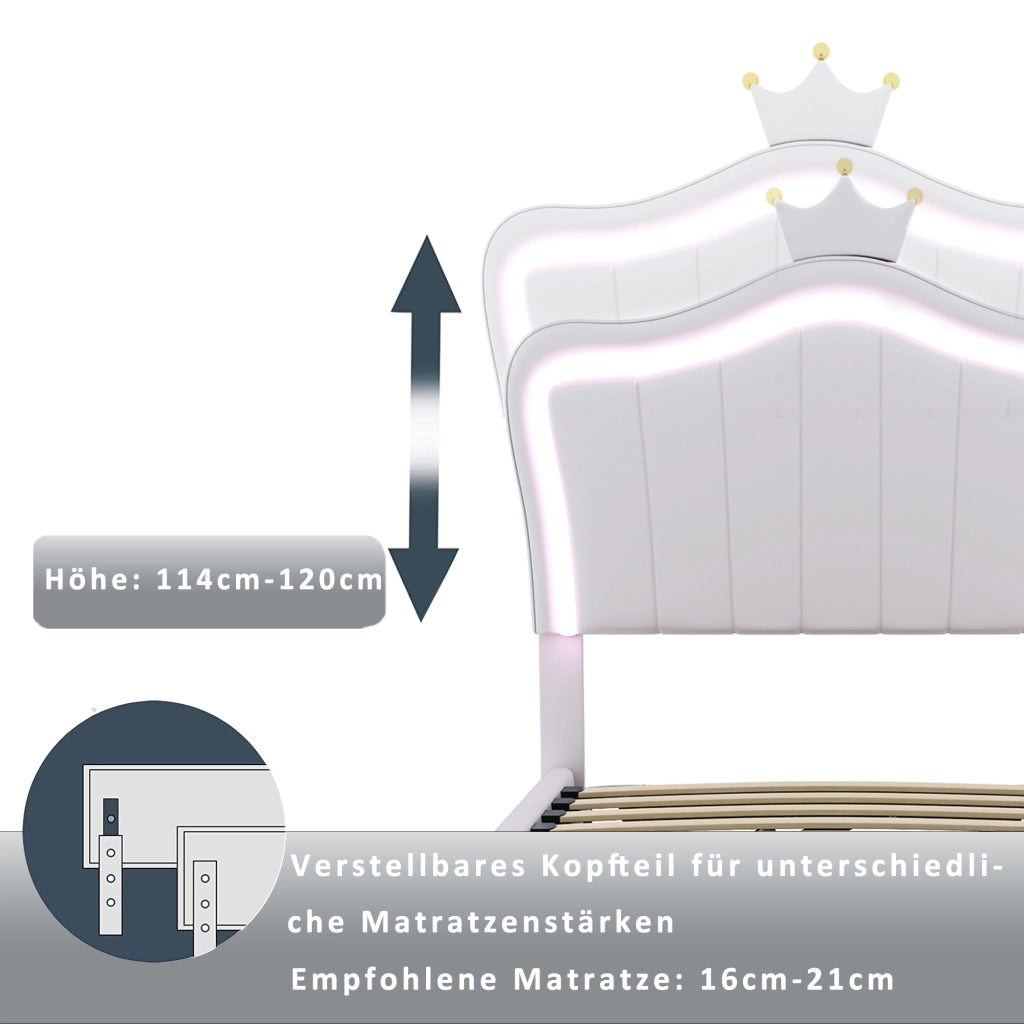 letto imbottito ecopelle bianco 90 x 200 cm