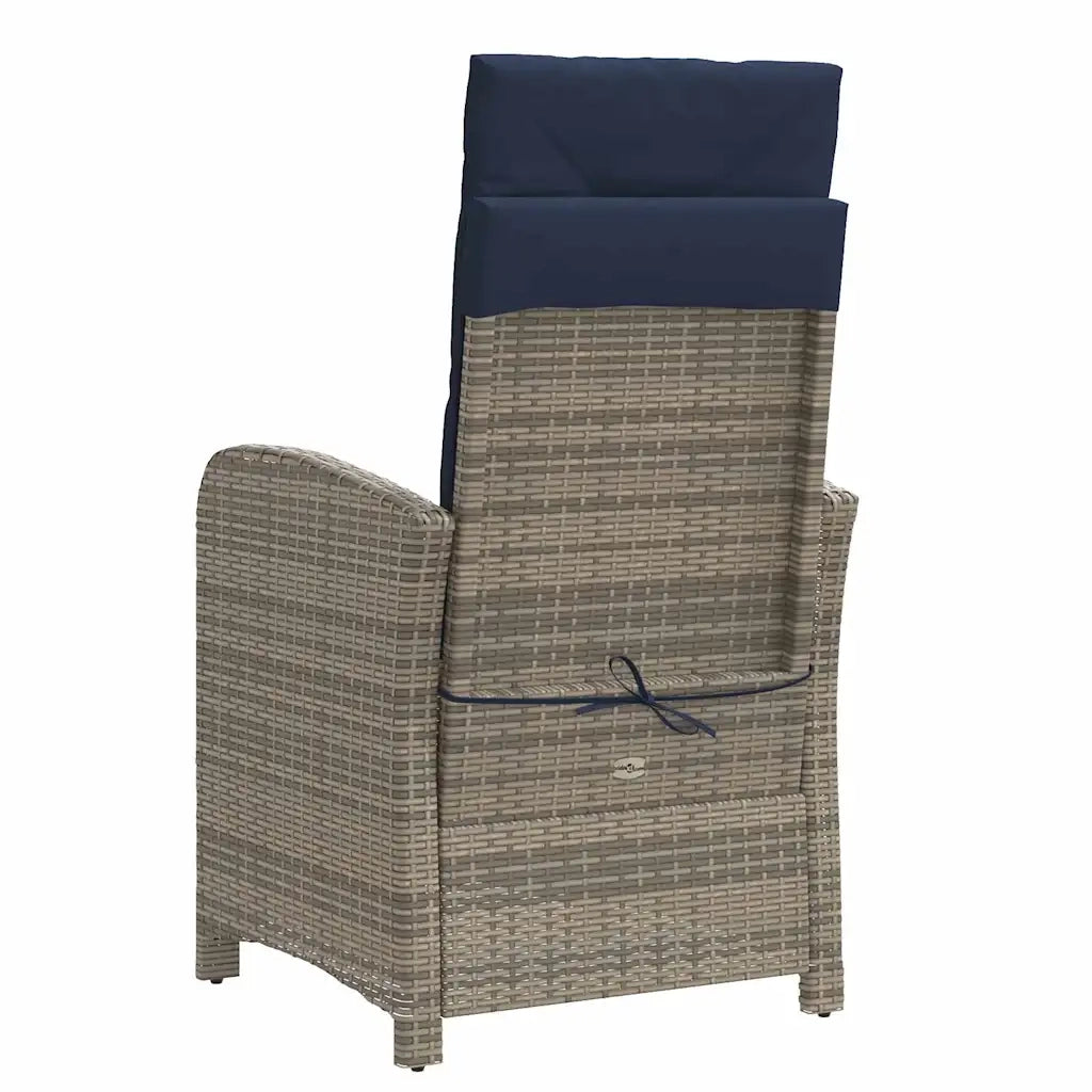 Sedie da Giardino Reclinabili 2 pz e Cuscini Grigio Polyrattan 365175