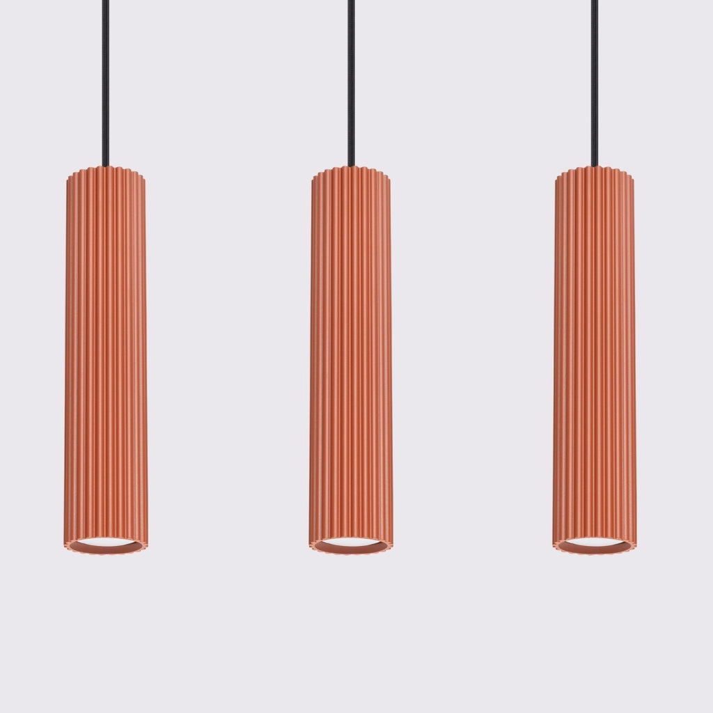 Lampada a sospensione KARBON 3L rosso ocra