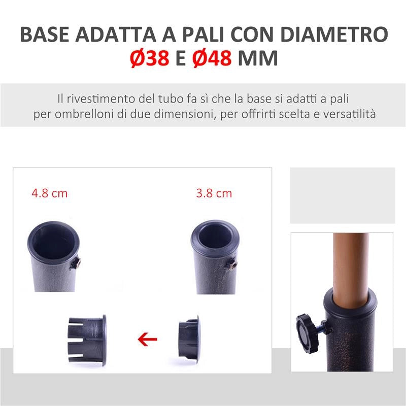 BASE PER OMBRELLONE ROTONDO PER PALI DA 38 E 48 MM IN RESINA E ACCIAIO Ø45 CM BRONZO