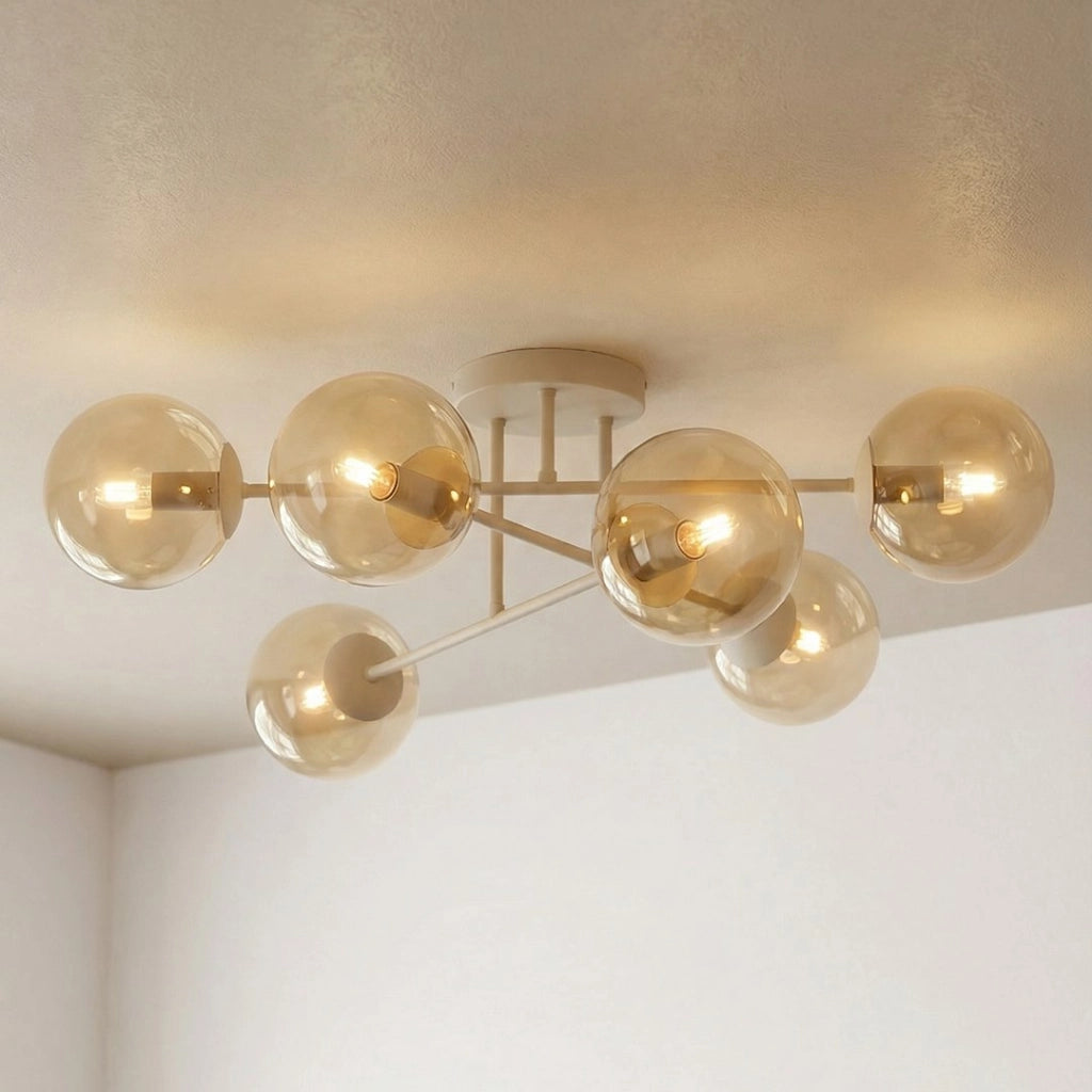 Lampada a soffitto ROMA 6xE14 sfere vetro beige Emibig
