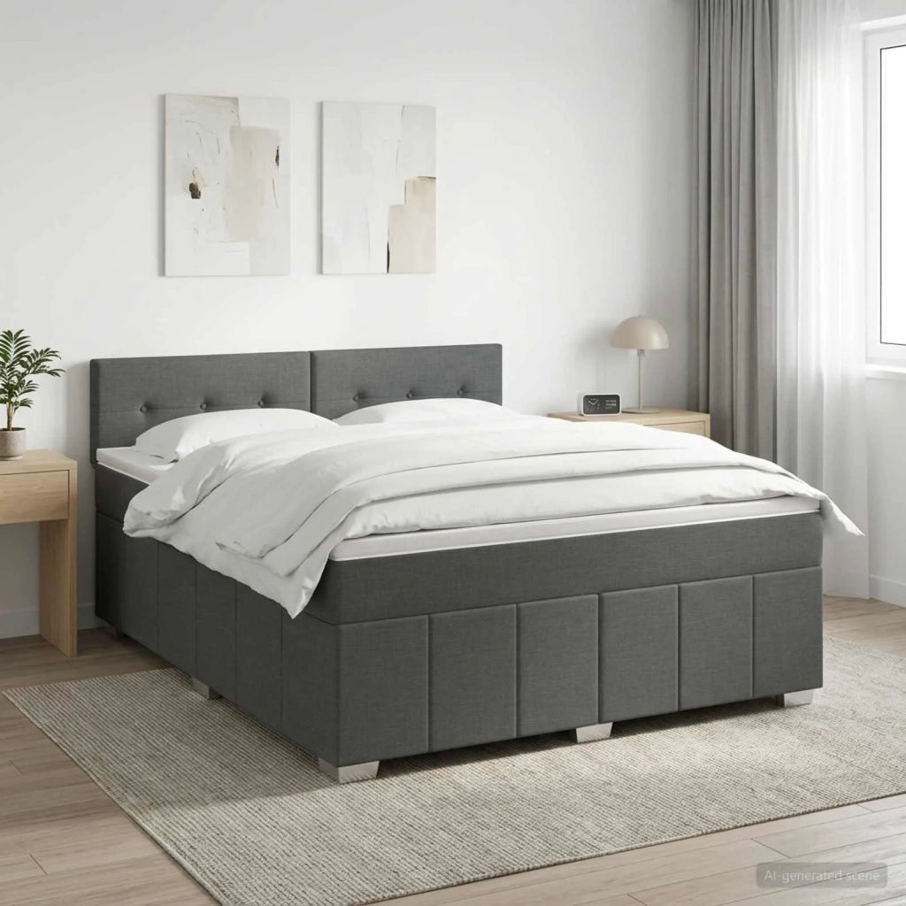 Letto box spring con materasso Grigio Scuro 140 x 190 cm 3452671