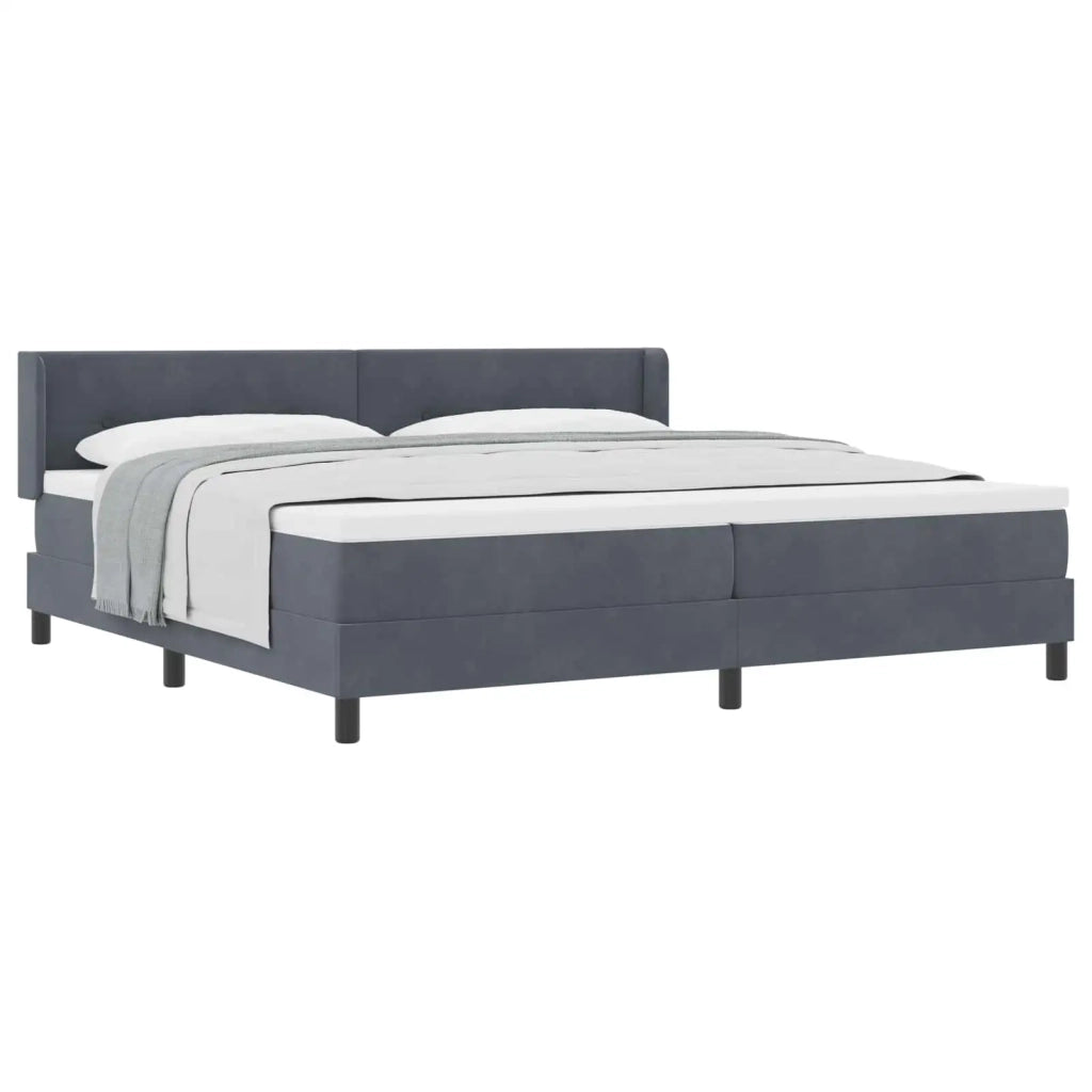 Letto a molle con testiera Grigio scuro 200 x 200 cm Poliestere