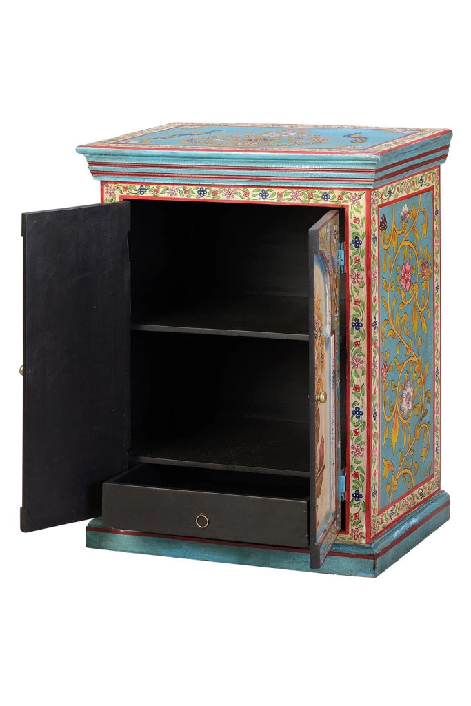 Comodino in legno di mango multicolore