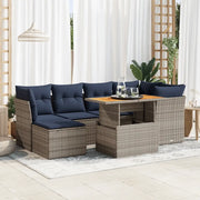 Set Divani da Giardino 7 pz con Cuscini Grigio in Polyrattan 3326952