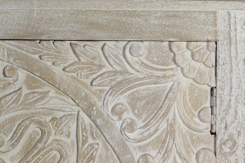 Credenza in massello di mango intagliato con base di metallo