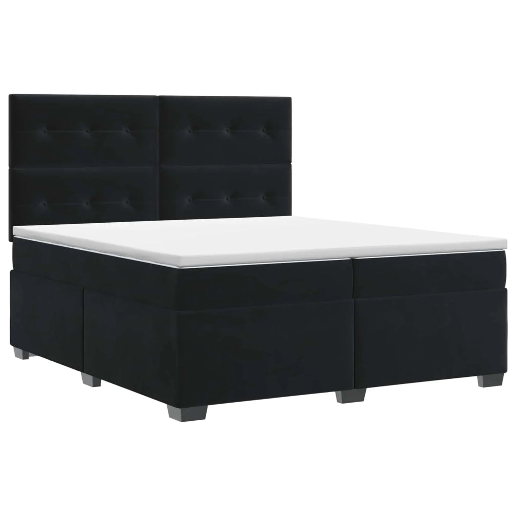 Letto box spring con materasso Nero 200 x 200 cm Velluto 3453712