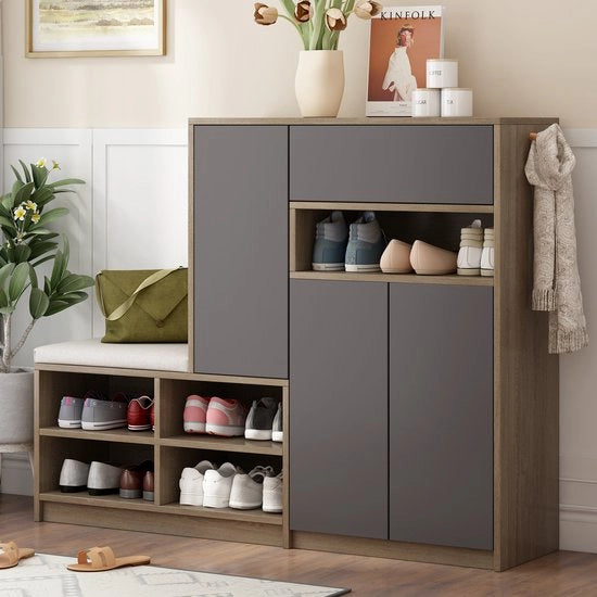 Banco con Sedia Multifunzionale - Sedia con Sedile Rivestito - Versatile - Struttura in Legno