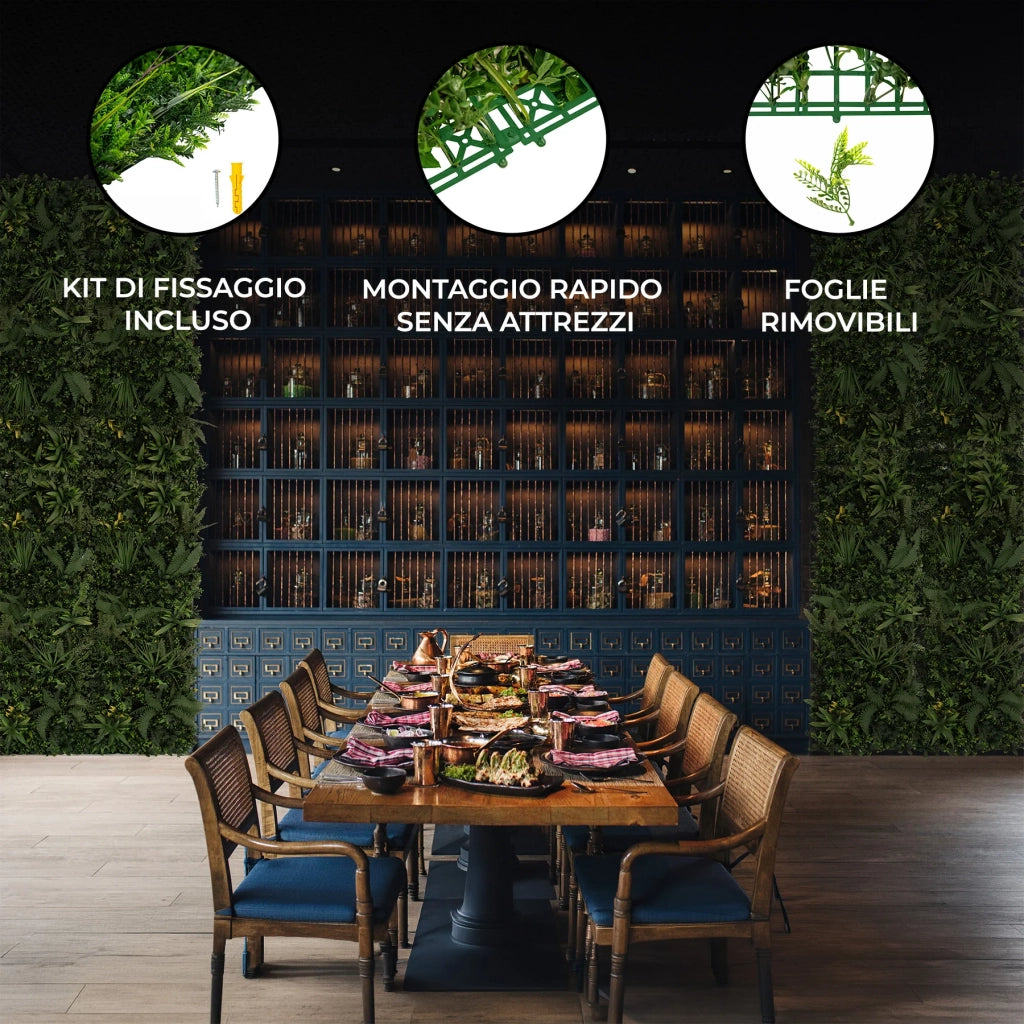 Pannello Parete Vegetale Artificiale Ayla 50x150 cm per Giardino e Casa