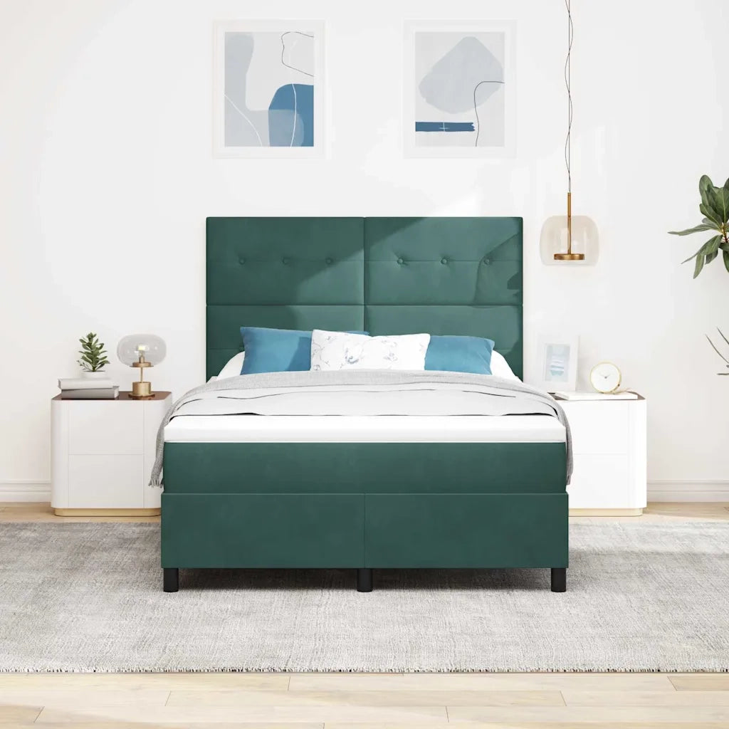 Letto a Sorgente LED Verde Scuro 140 x 200 cm Velluto 3343319
