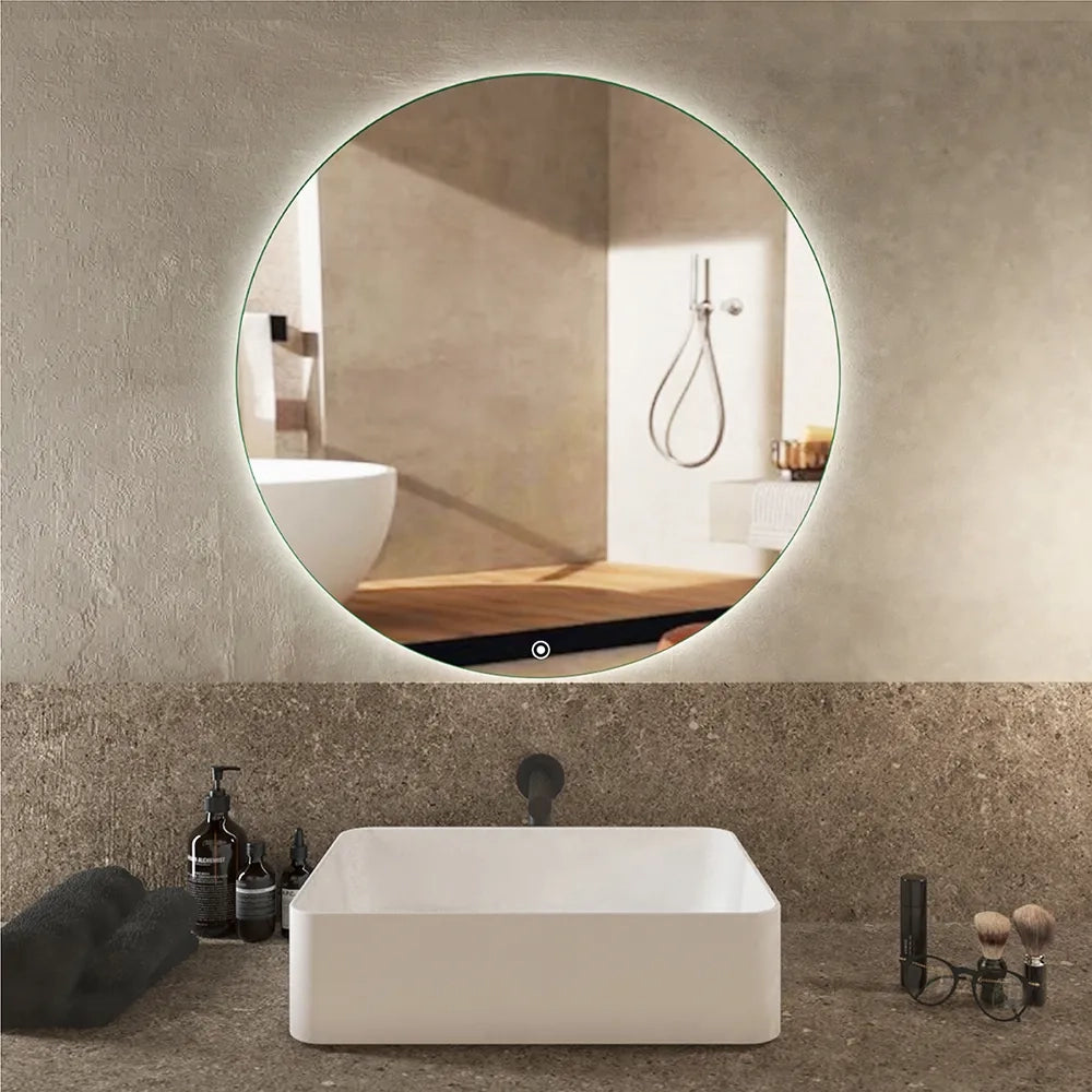 Specchio led tondo Ø 80 cm 3 mm retroilluminato luce fredda con sensore touch-screen | Alcor