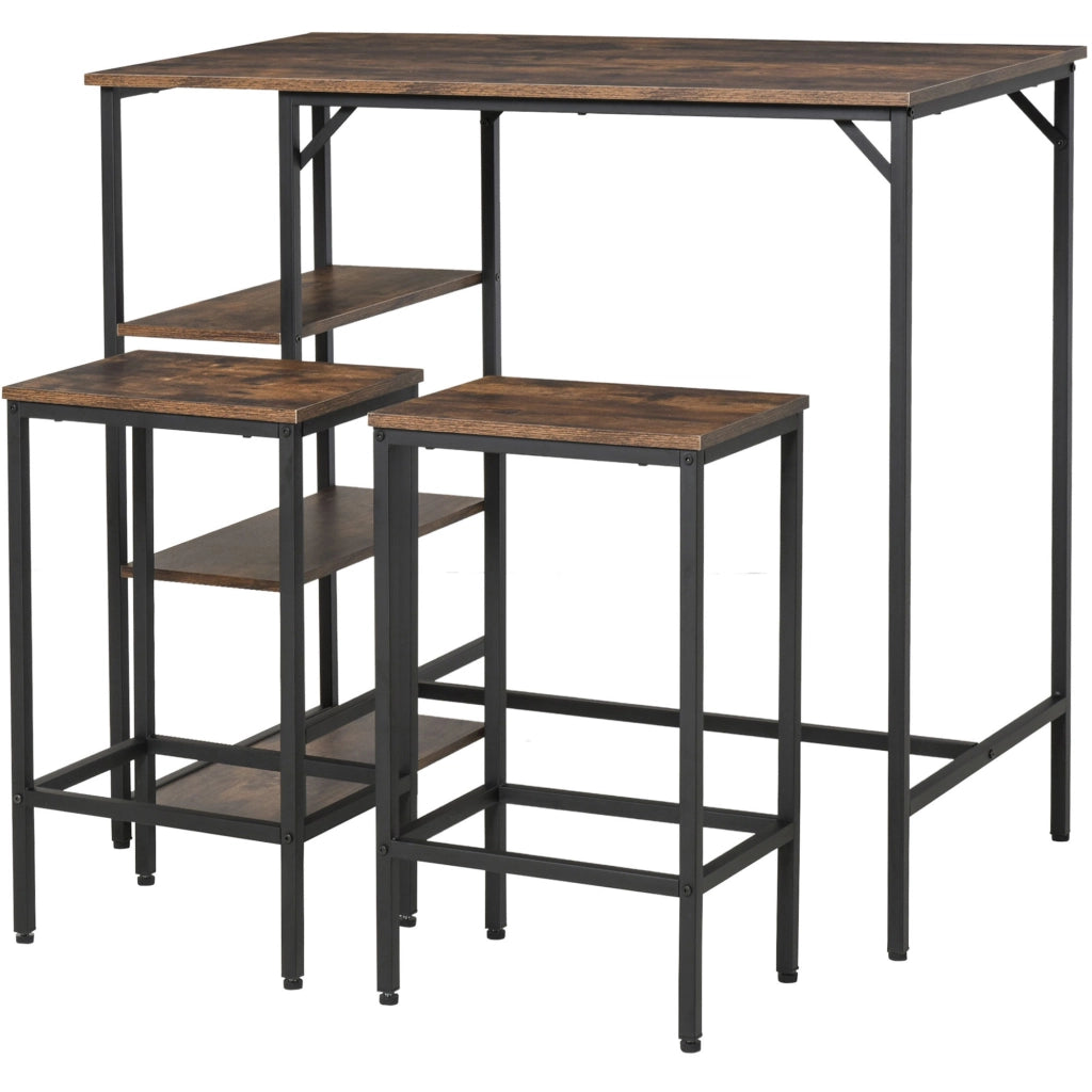 Tavolo da bar con sgabelli ¨C zephmum ¨C 109x60x100 cm marrone r¨²stico
