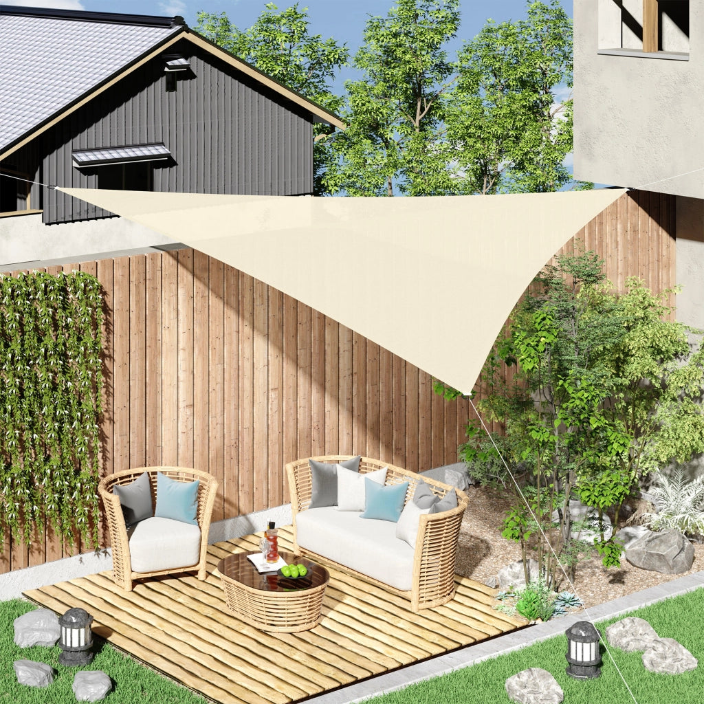 Tenda a Vela Triangolare Parasole per Esterni ¨C zephmum ¨C Crema Bianco Avorio 3x3x3 m