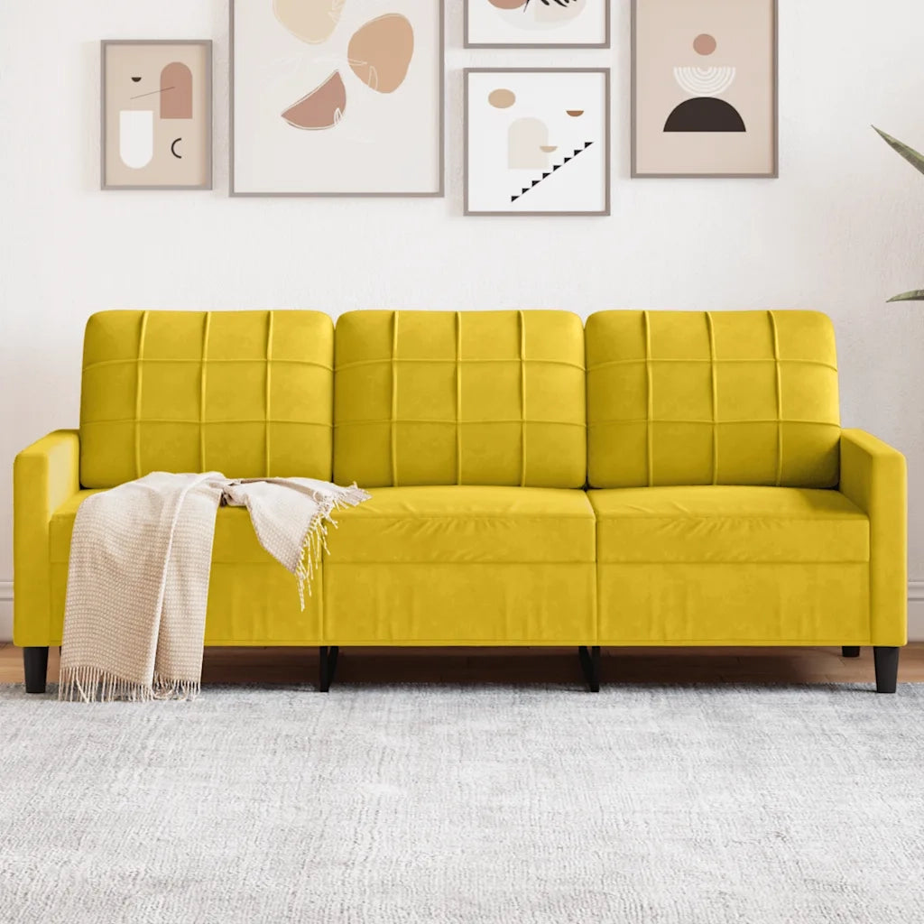 Divano a 3 Posti-Sofa 3 Posti Giallo 180 cm in Velluto 463264