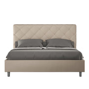 BS COM Letto matrimoniale con rete imbottito 160x190 similpelle tortora