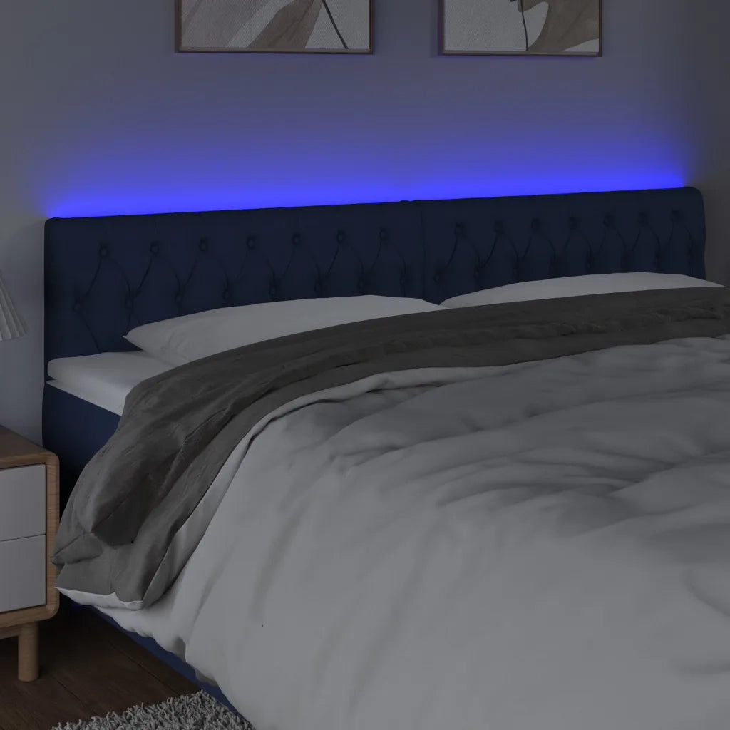 Testiera a LED-Testata con LED Blu 200x7x78/88 cm in Tessuto