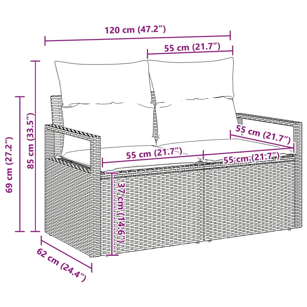 Set di divani 6 pcs Grigio chiaro polyrattan