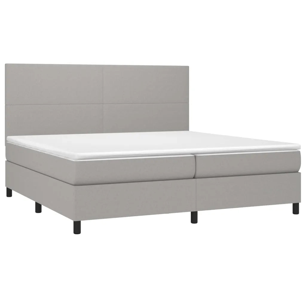 Letto a Molle Materasso e LED Grigio Chiaro 200x200 cm Tessuto 3134741