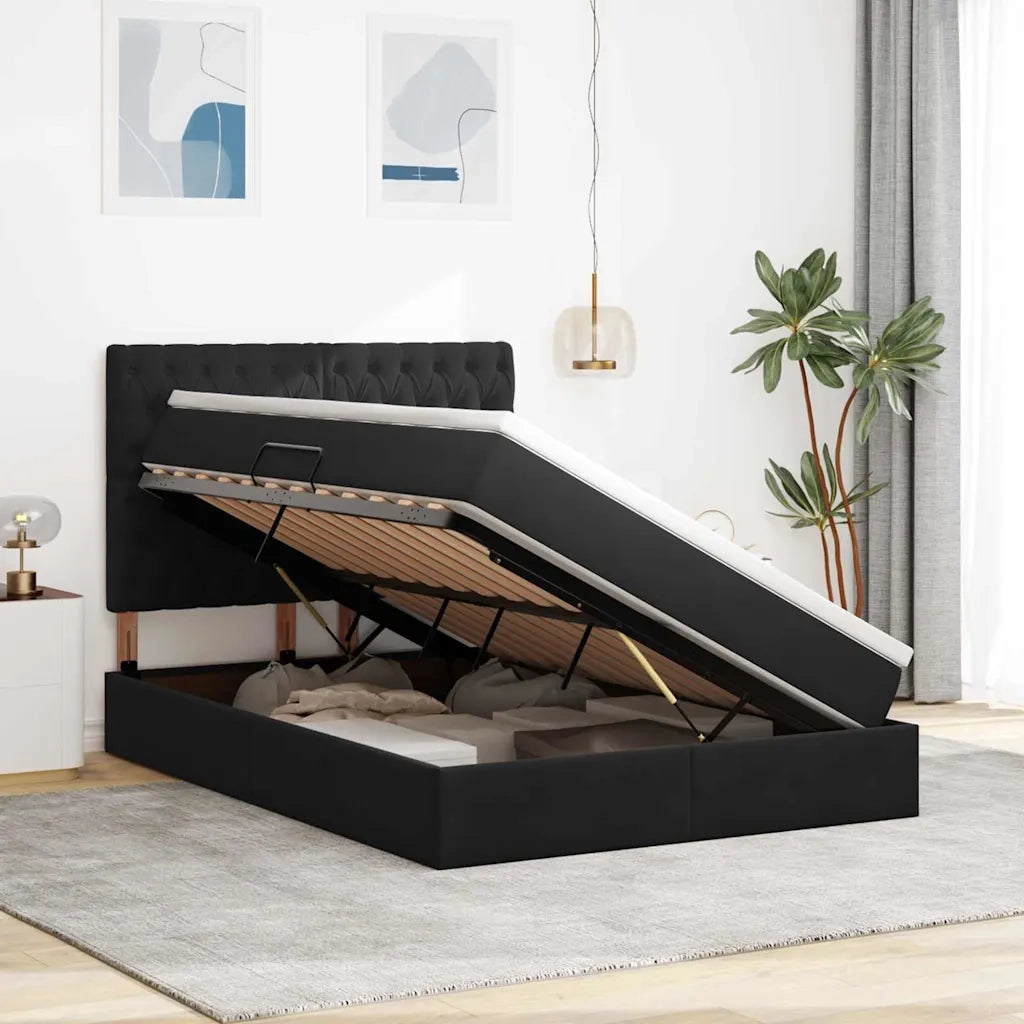 Letto con contenitore e materasso Nero 140 x 200 cm Velluto 3372095