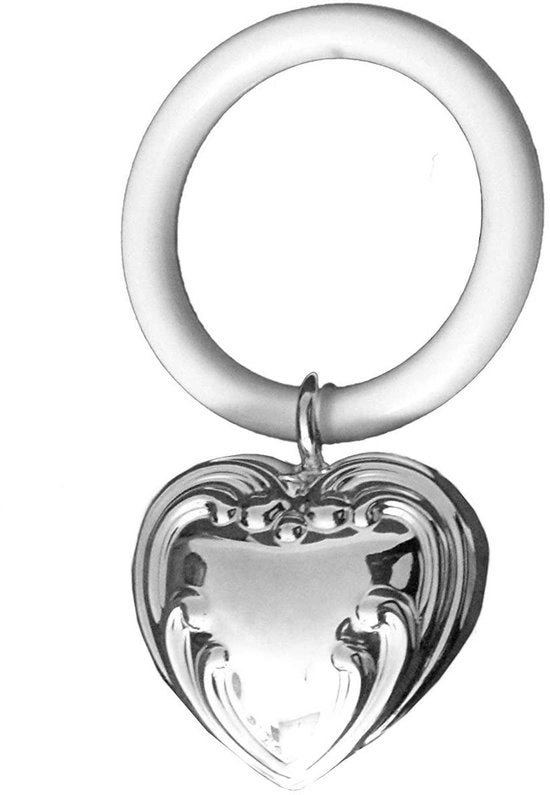 Racchetta a forma di cuore in argento sterling 925 - stile barocco - con decorazione a spirale - regalo per bambini - ricordo indimenticabile - regalo per bambini