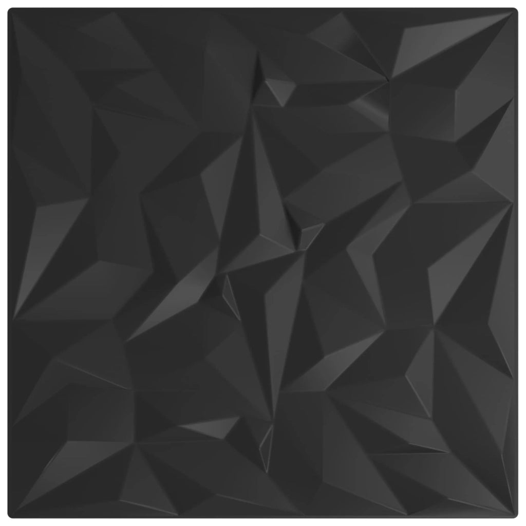 Pannelli da parete 48 pz 50 x 50 cm Nero Schiuma XPS 42046055