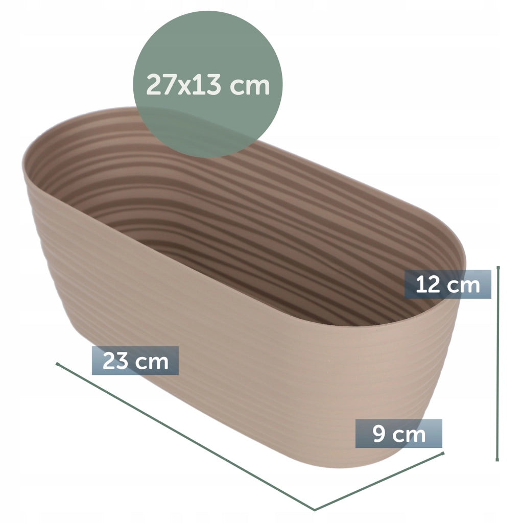 Vaso da fiori KADAX ovale da 27 cm in plastica beige