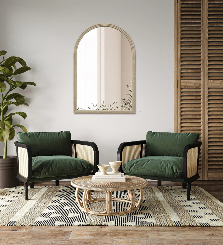 Specchio grande Hispanohogar ad arco in resina beige 90x60