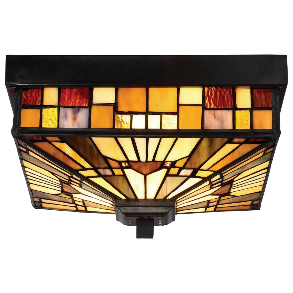 Plafoniera esterna Tiffany bronzo scuro E27 Quoizel