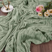 Tessuto per tavola da pranzo - Adatto per matrimoni e feste - Verde salvia - Stile boho - 6 pezzi - 90 x 300 cm
