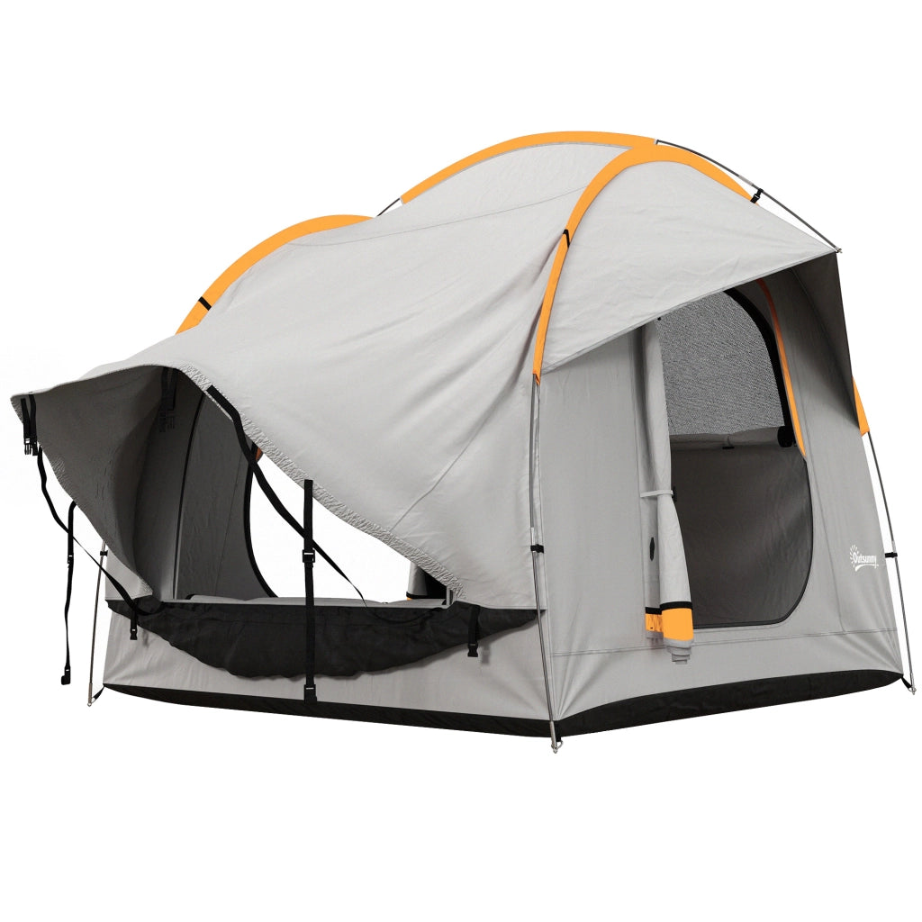 Tenda per Auto Impermeabile 3 Porte ¨C Minimal ¨C Grigio e Arancione 239x210x210 cm