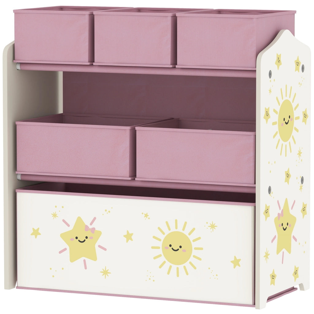 Scaffale per bambini con 6 contenitori in tessuto ¨C Minimal ¨C rosa