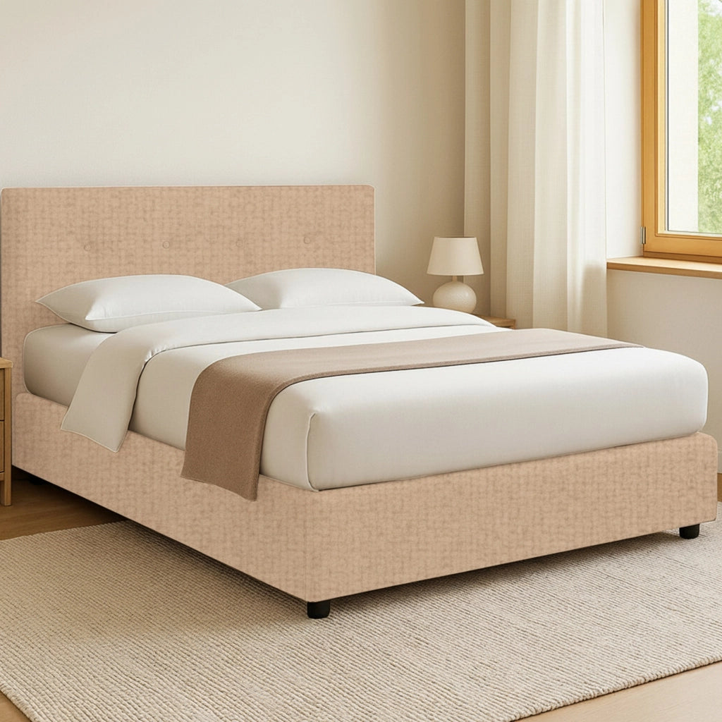 Preston, Letto Matrimoniale Sfoderabile Made in Italy, Beige