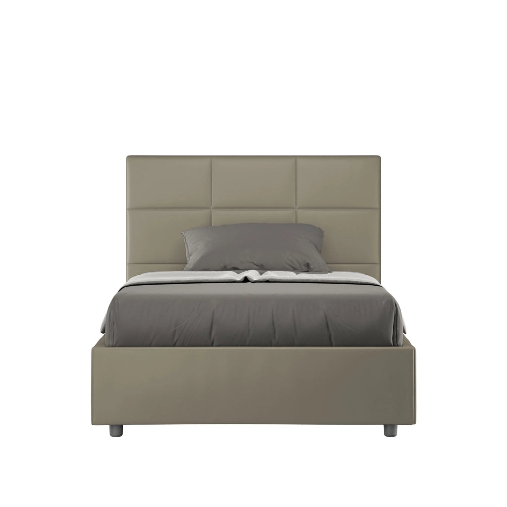 BS COM Letto una piazza e mezza senza rete imbottito 120x210 similpelle cappuccino
