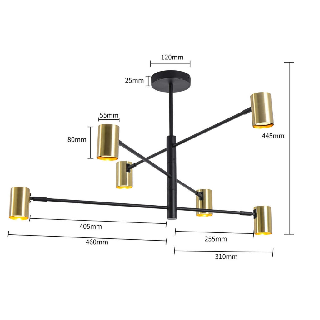 Lampada a sospensione Snow 6xGU10 oro/nero Light Prestige