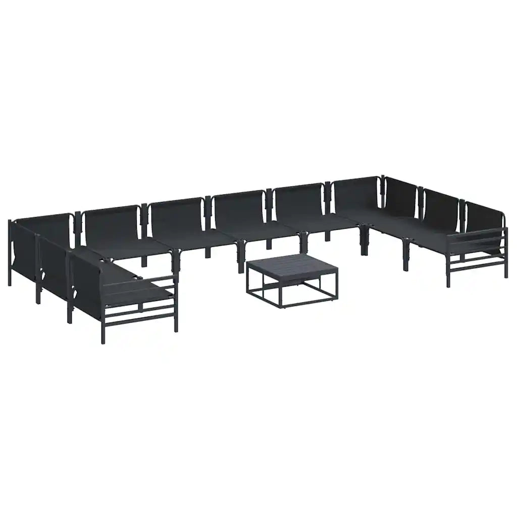 Set Divano da Giardino con cuscino 11 pcs Nero Acciaio