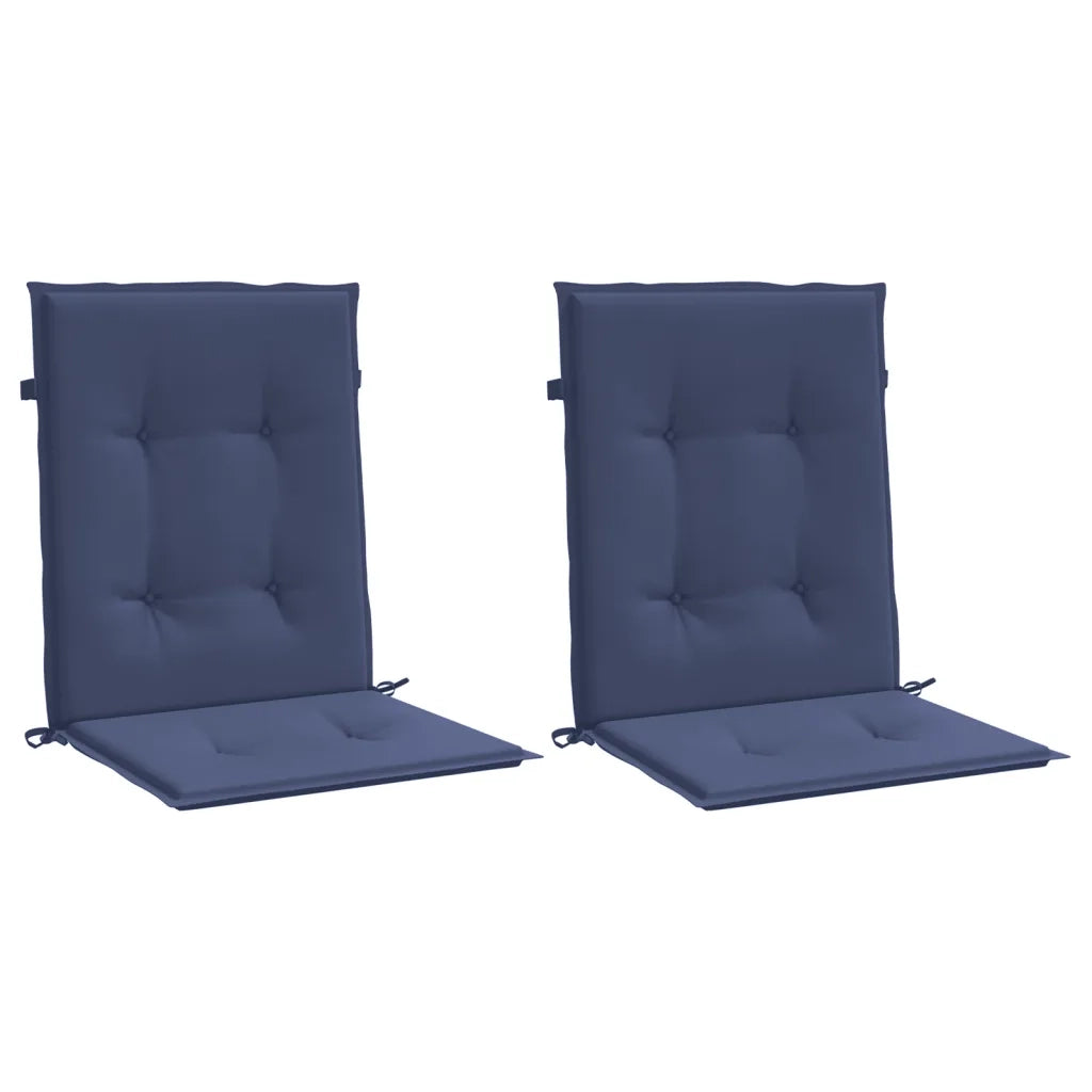 Cuscini Sedia Schienale Basso 2 pz Blu Marino in Tessuto 378680