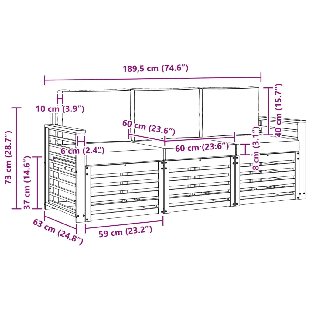 Set divani Legno di Acacia Massello 3391327