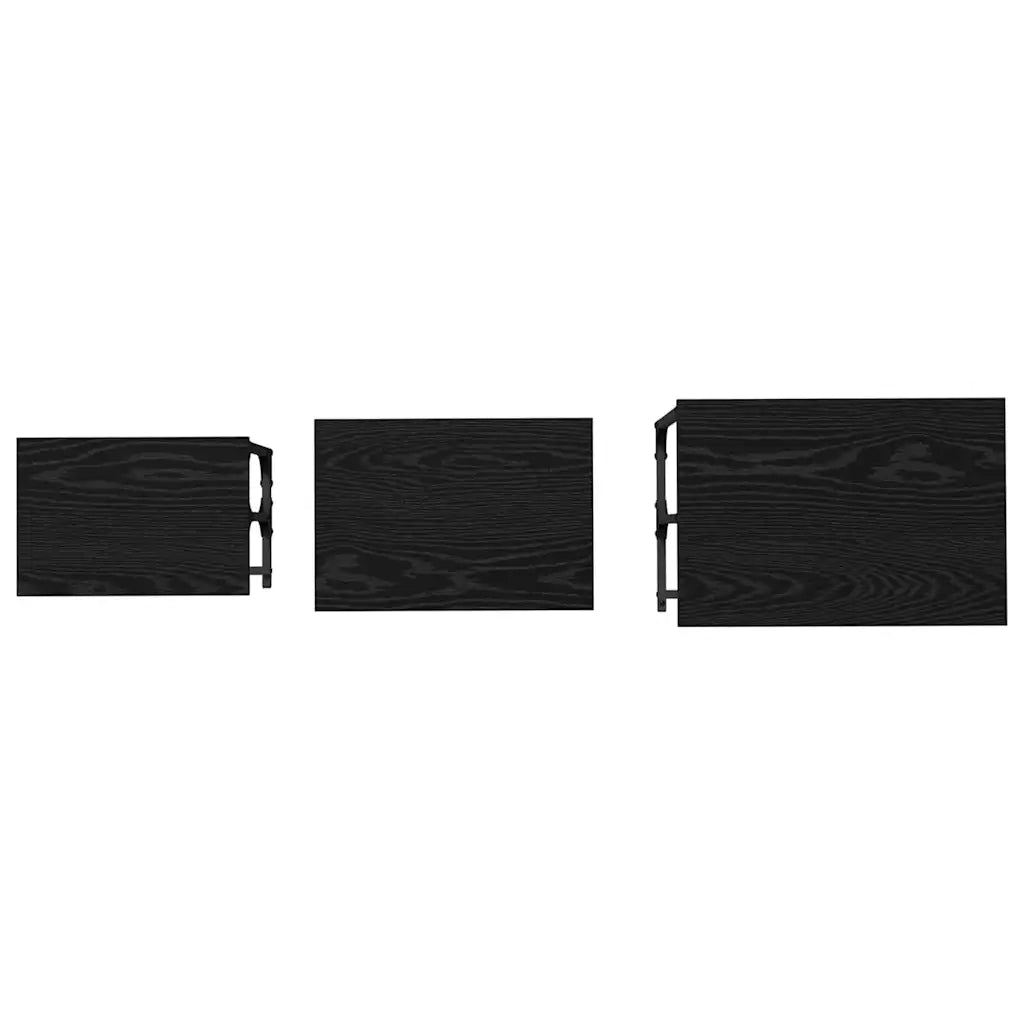 Tavolo da caffè nesting 3 pcs Rovere nero Legno multistrato 883533