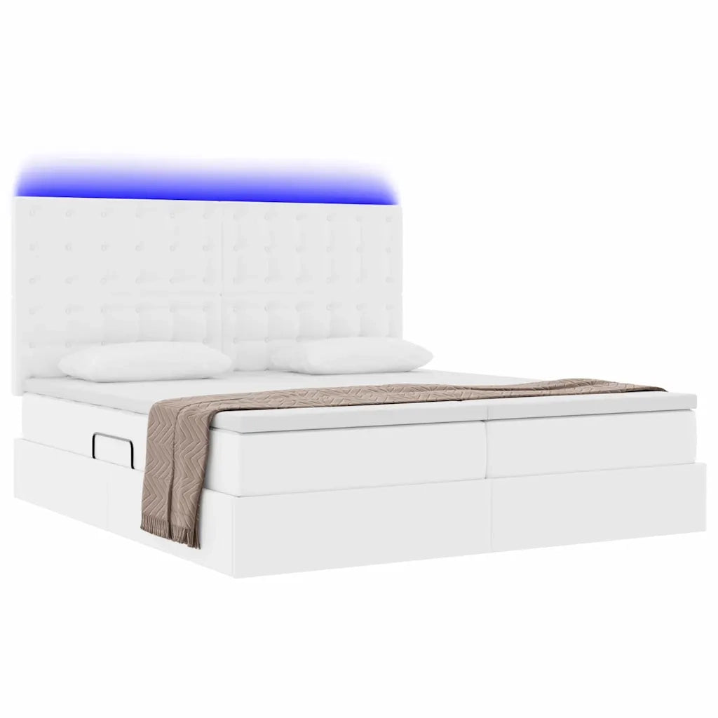 Letto con contenitore e LED Bianco Puro 180 x 200 cm