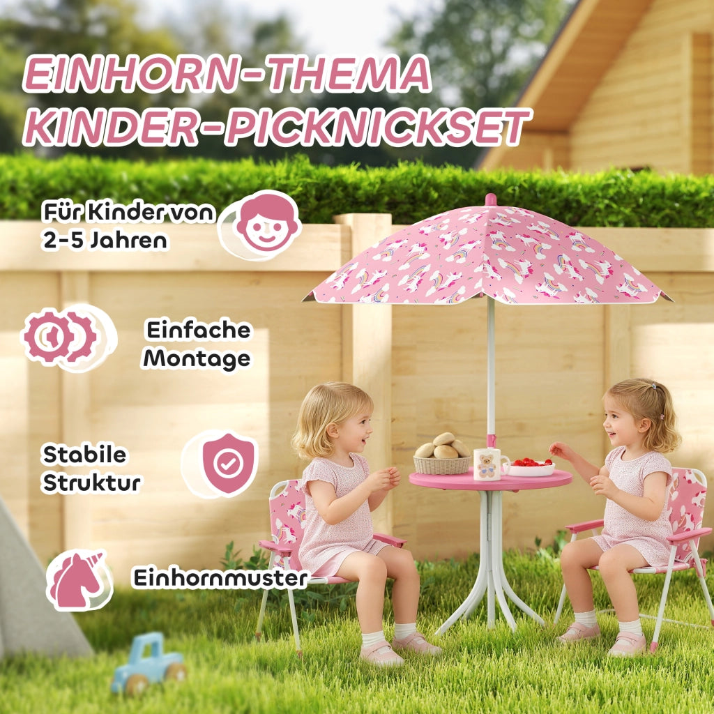 Set Tavolo e Sedie per Bambini con Ombrellone ¨C Minimal ¨C Rosa