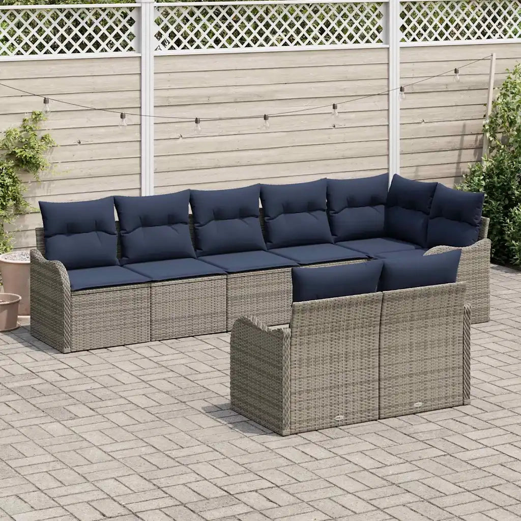 Set Divano da Giardino 8 pz Grigio polyrattan 3345755