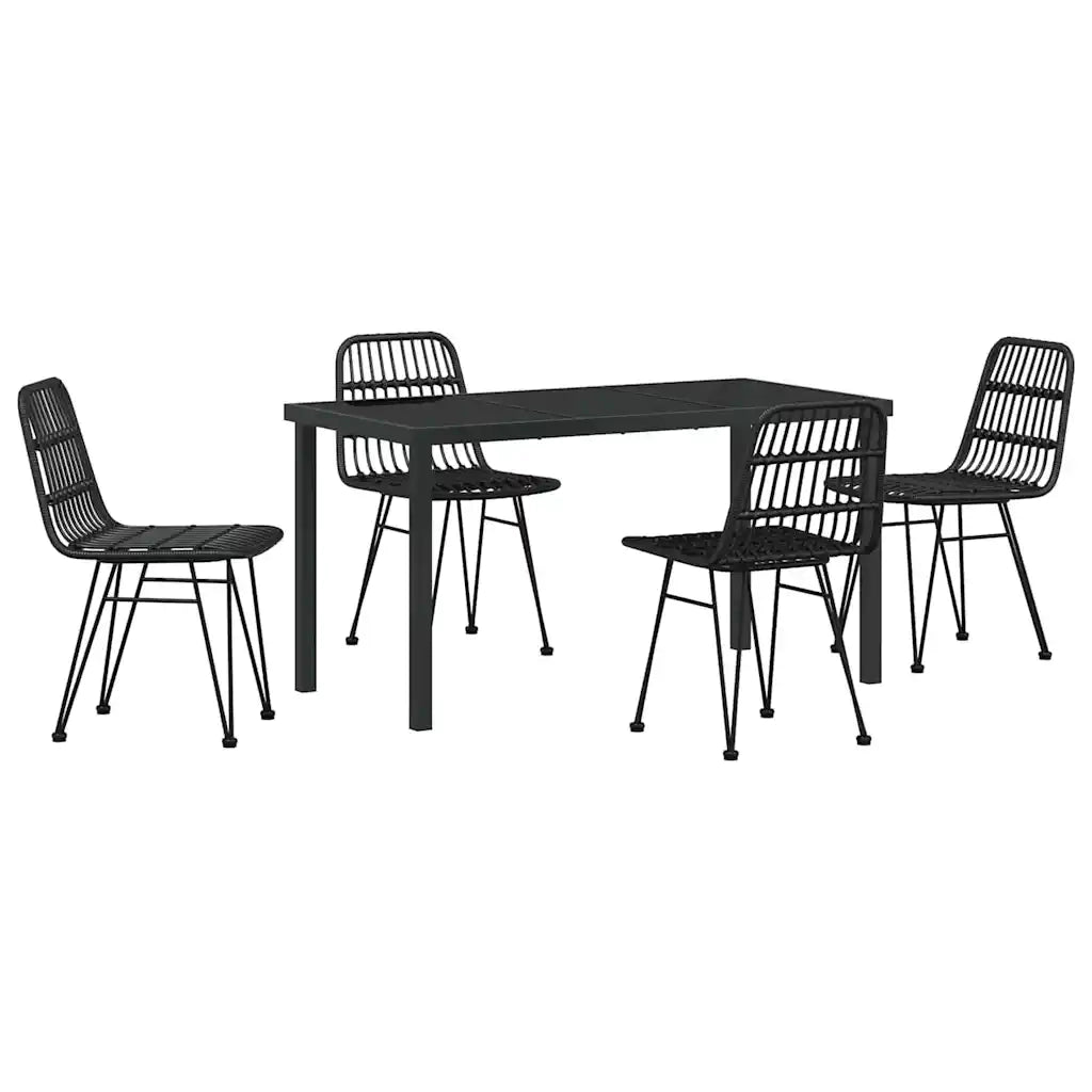 Set da Pranzo per Giardino 5 pcs Nero