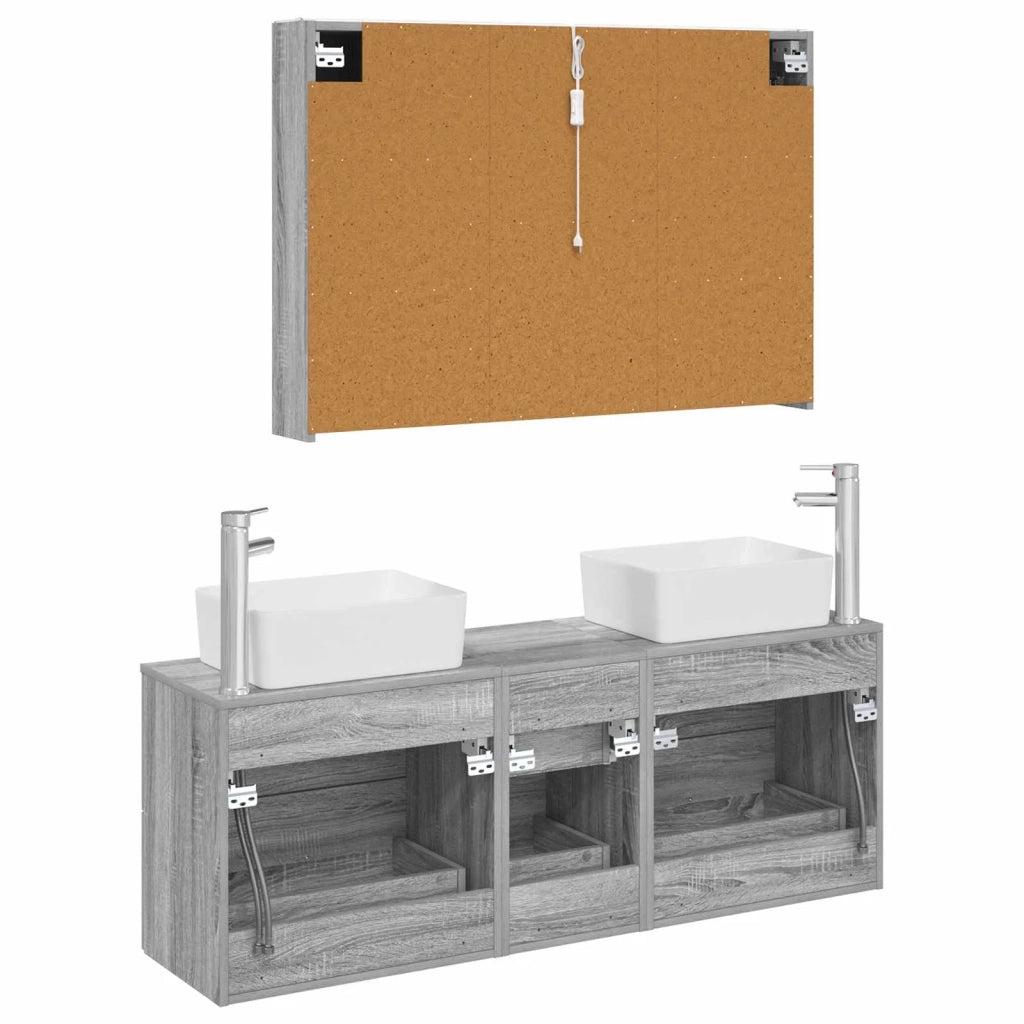 Set di mobili per il bagno 4 pz Sonoma grigio 3406868