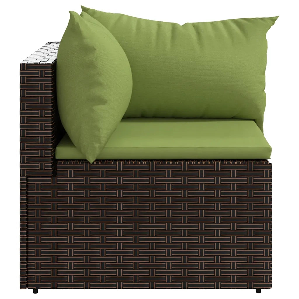 Divani Angolari da Giardino con Cuscini 2pz Polyrattan Marrone 319826
