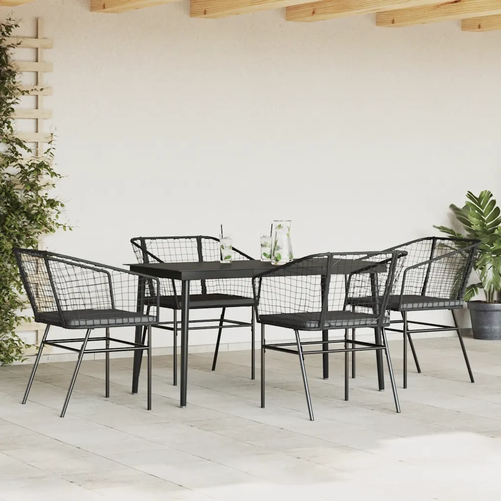 Set da Pranzo da Giardino con Cuscini 5 pz Polyrattan Vetro 3334501