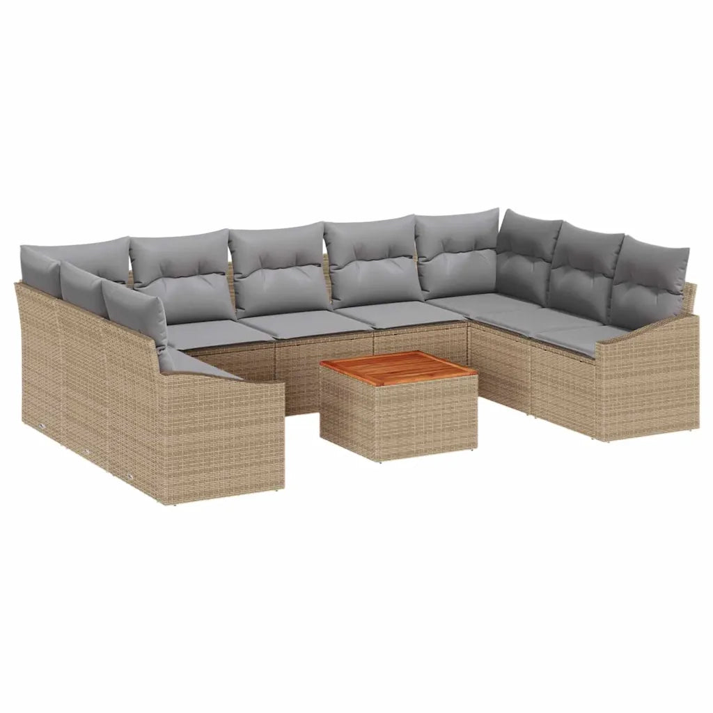 Set Divano da Giardino 10 pcs Beige e Grigio Chiaro polyrattan 3356544