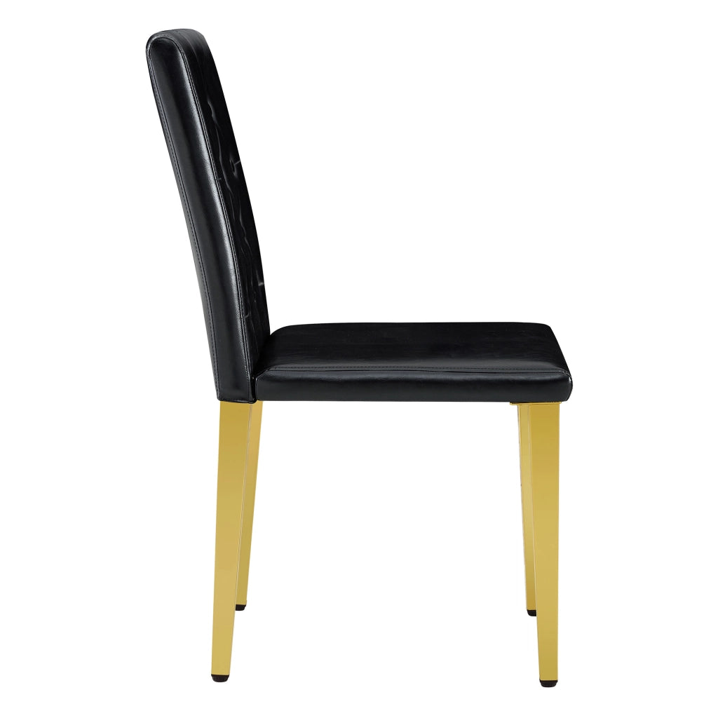 Set di 4 sedie da pranzo nere - Zephmum- Gambe in metallo oro lucido
