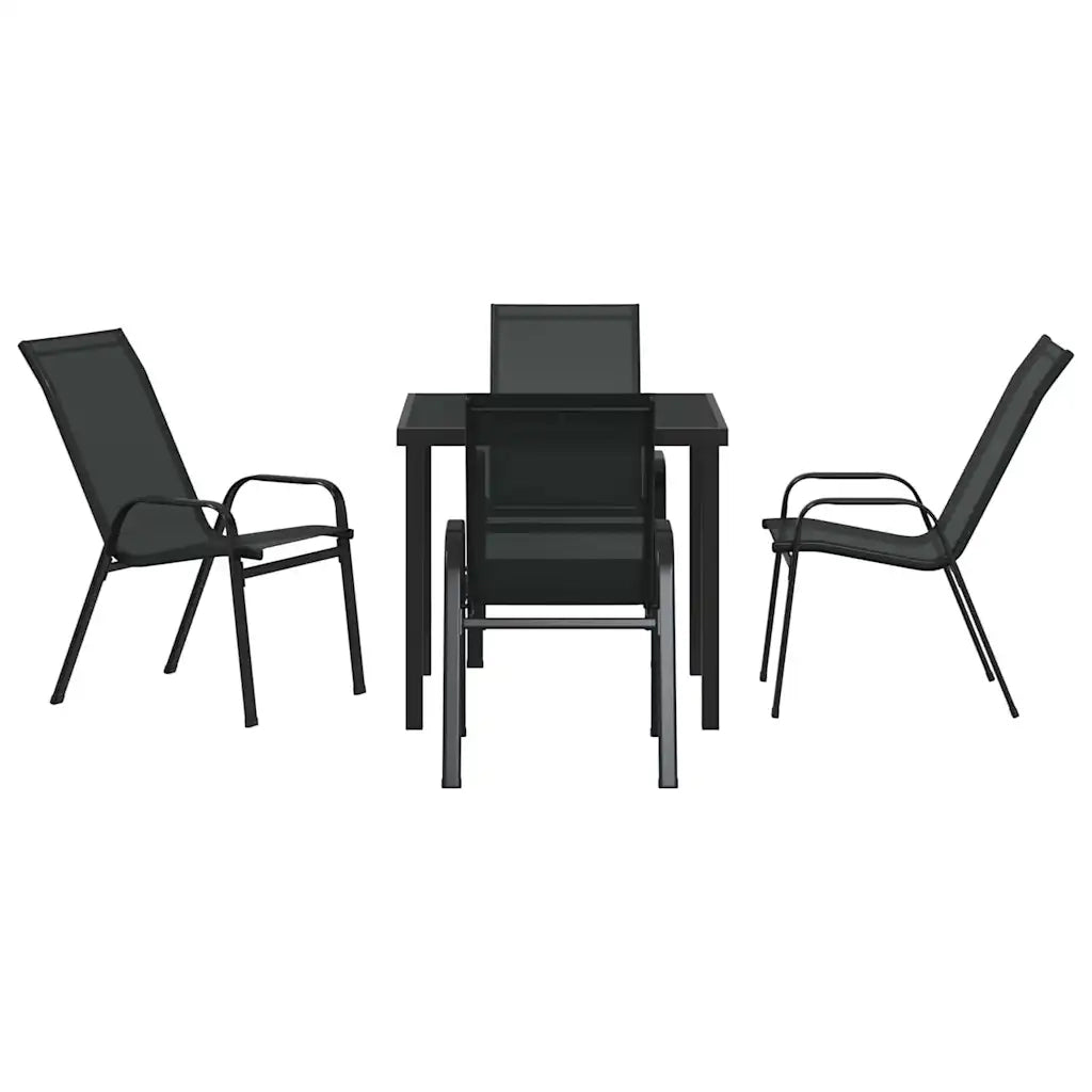 Set da Pranzo per Giardino 5 pcs Nero