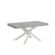 Tavolo Allungabile 160-264x90x77 cm Volantis Premium Cemento Telaio Bianco