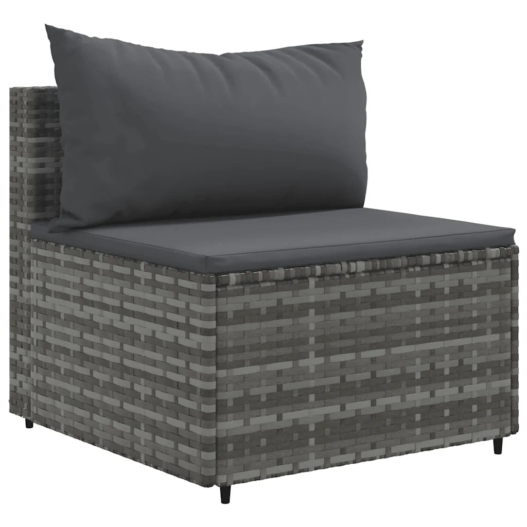 Set Divani da Giardino 7 pz con Cuscini Grigio in Polyrattan 3308378